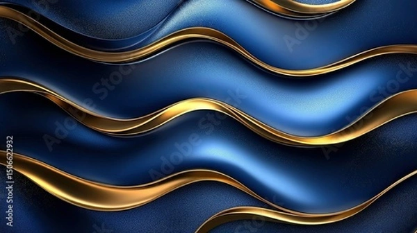 Fototapeta abstract background vector illustration Luxurious blue and gold abstract wavy design