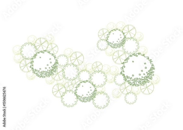 Obraz architecture drawing plant tree top view plan greenery vegetation vector. design nature architectural landscape set element illustration bush garden flora sapling minimal. architect isolated.