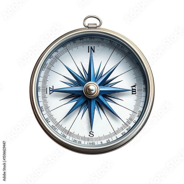 Fototapeta Guiding light of a vintage compass charting new courses and finding true on transparent background