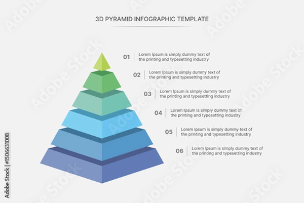Obraz Hierarchy Triangle Pyramid Infographic Design Template with 6 Steps