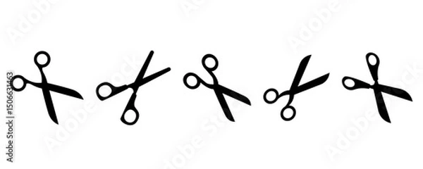 Fototapeta Scissors icon set. Simple silhouette of open scissors. Scissors logo icon. Stock vector illustration isolated on a white background.