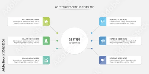 Obraz Circle Infographic Template Design With 6 Steps, Process Workflow Diagram