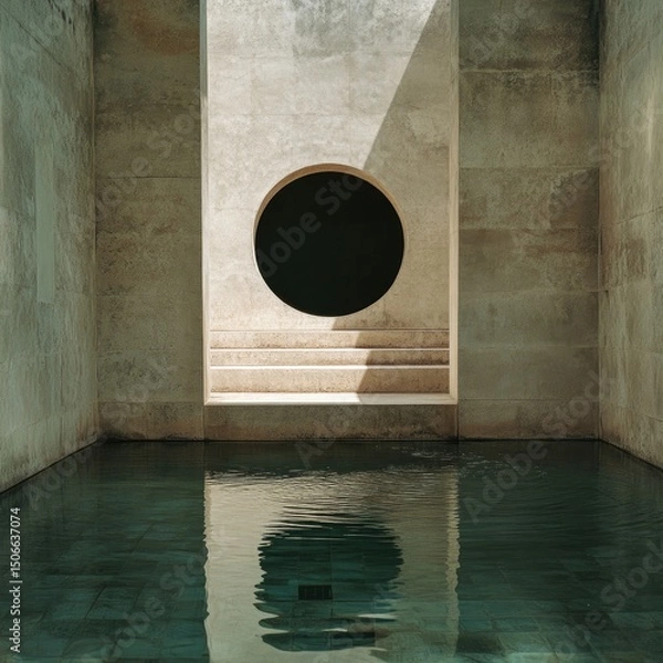 Fototapeta Abstract concrete pool with circular void
