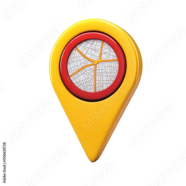 Fototapeta Navigating new adventures with a vibrant yellow and red map pin on transparent background