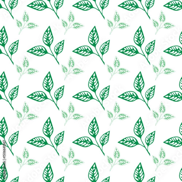 Obraz Seamless pattern with vector leaves. Floral illustration. Can be used for making wallpaper, fabrics and other types of products