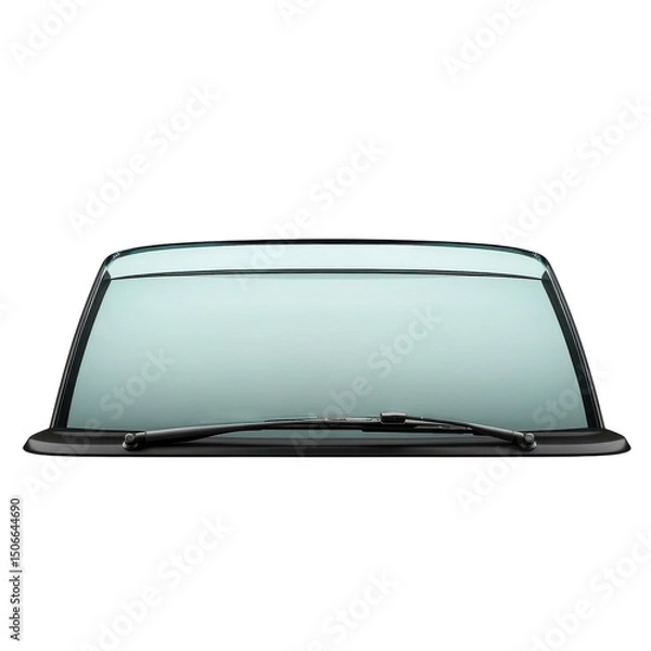 Fototapeta A clean car windshield on a rainy day awaiting adventure with a single on transparent background