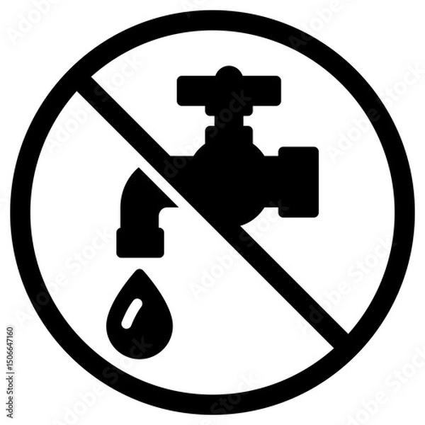 Fototapeta solid vector icon forbidden to turn on the tap