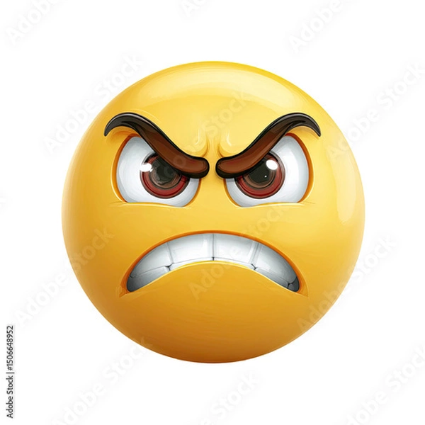Fototapeta Angry Emoticon 3D Rendering on Transparent Background
