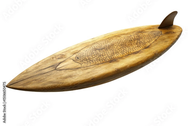 Obraz Surfboard with fish carving