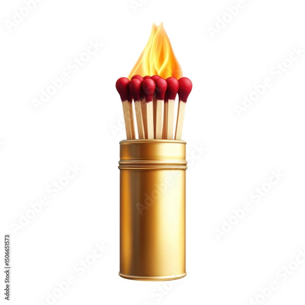 Fototapeta Igniting inspiration A bundle of matches ablaze symbolizing a spark of on transparent background