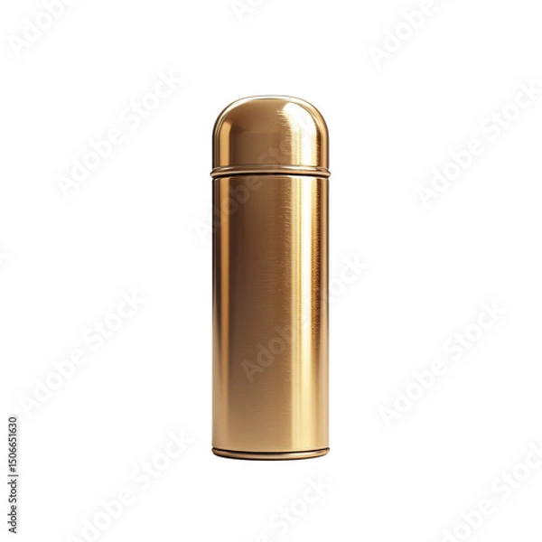 Fototapeta A sleek golden thermos gleaming as a treasured heirloom radiating warmth on transparent background