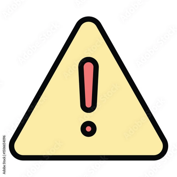 Fototapeta Warning icon flat line style illustration representing alerts and potential hazards, suitable for safety, security, and caution-related projects
