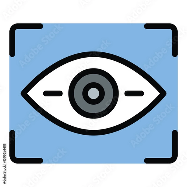 Fototapeta Retinal scanner icon flat line style illustration representing biometric security and identity verification, suitable for cybersecurity, surveillance, and high-security access projects