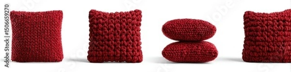 Fototapeta Deep Red Knitted Throw Pillows