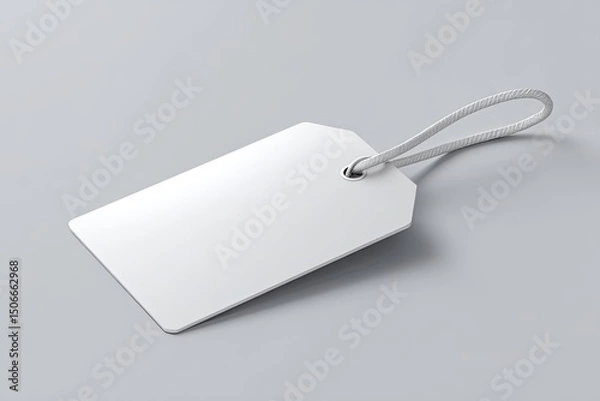 Fototapeta Blank white rectangular tag with cord