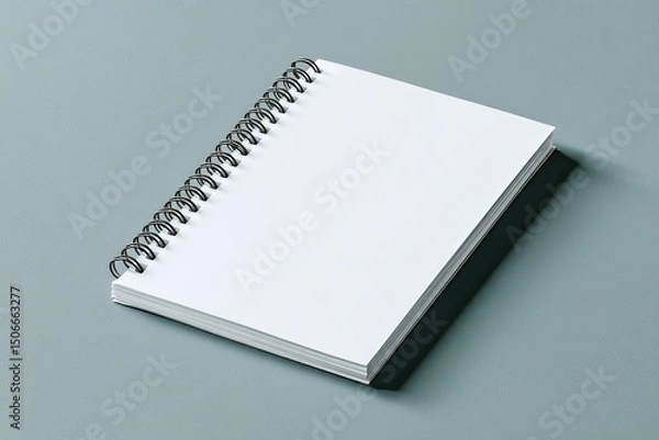 Fototapeta Blank spiral-bound notebook on a gray surface