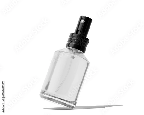 Fototapeta Blank Empty White Perfume Glass Bottle, Spray Bottle Isolated On Transparent Background, Prepared For Mockup, 3D Render.