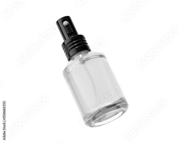Fototapeta Blank Empty White Perfume Glass Bottle, Spray Bottle Isolated On Transparent Background, Prepared For Mockup, 3D Render.