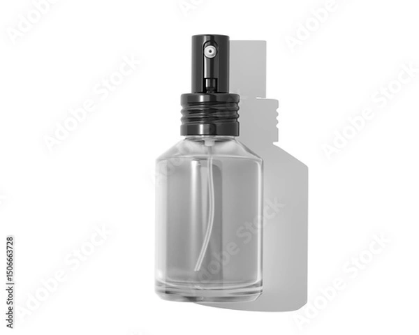 Fototapeta Blank Empty White Perfume Glass Bottle, Spray Bottle Isolated On Transparent Background, Prepared For Mockup, 3D Render.