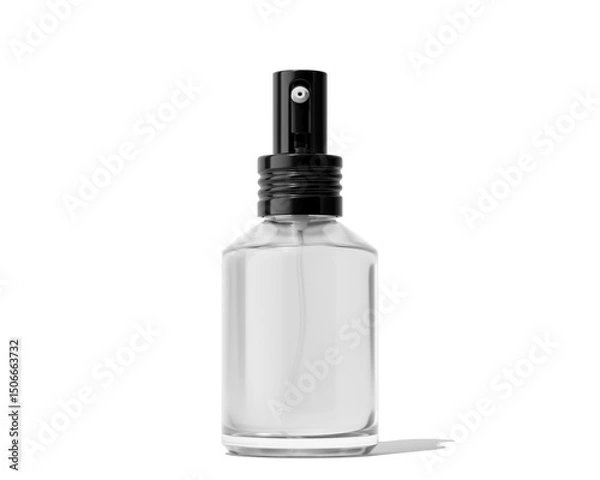 Fototapeta Blank Empty White Perfume Glass Bottle, Spray Bottle Isolated On Transparent Background, Prepared For Mockup, 3D Render.