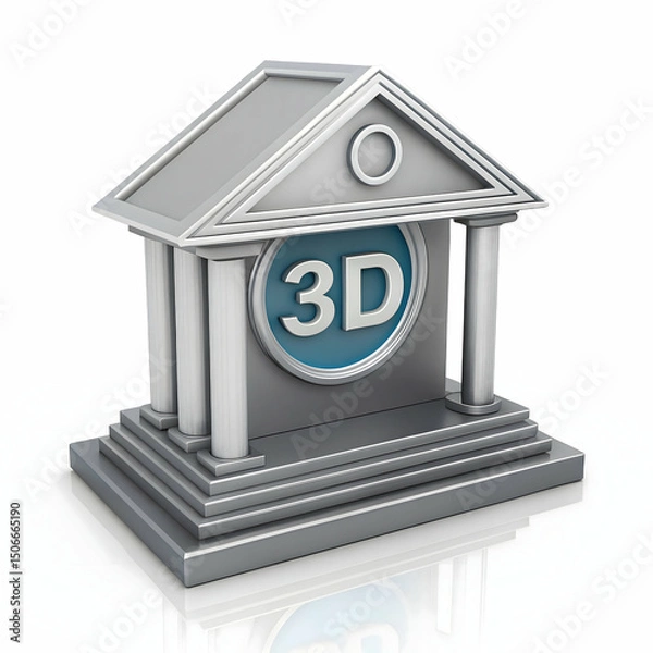 Fototapeta Bank 3D icon isolated on transparent background ideal for finance and professional UI designs  