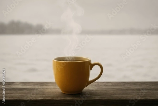 Fototapeta Zen teacup serenity on a winter day