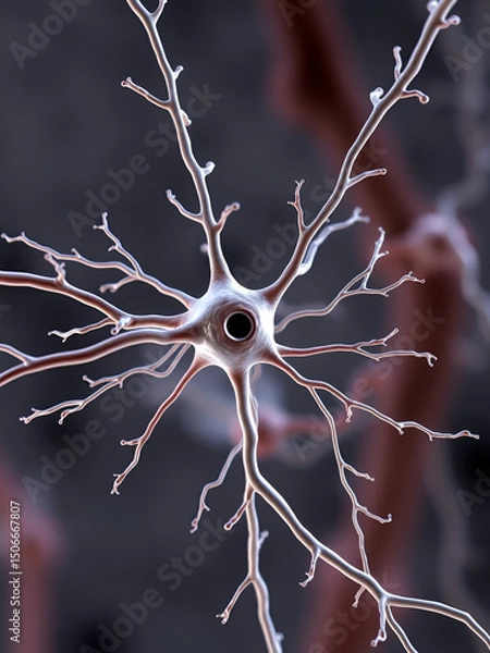 Obraz A bipolar neuron, one of the types of neurons.