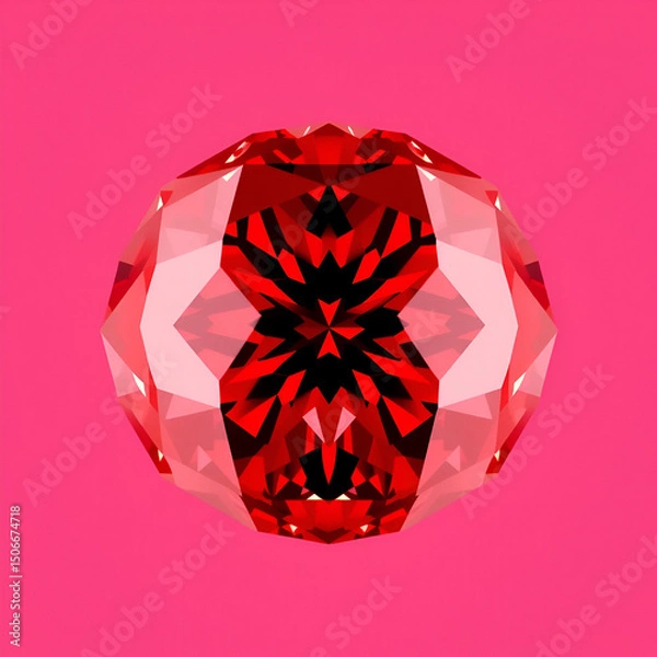 Obraz Red dazzling diamond with high quality, transparent background