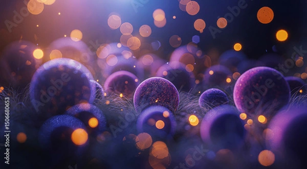 Fototapeta Glowing filamentous viruses, microscopic generative ai