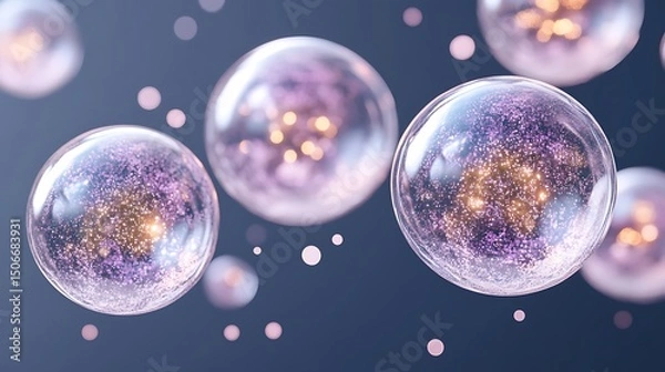 Fototapeta Enchanted Spheres: A Cosmic Dance of Light and Color