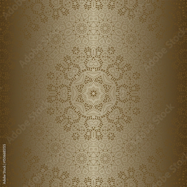 Obraz Luxury gold mandala in ethnic style. Decorative background with vintage ornament.  Oriental circular golden pattern. Arabic, Islamic, moroccan, asian, indian native african motif
