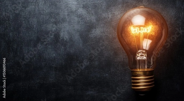 Obraz A light bulb is lit up on a blue background