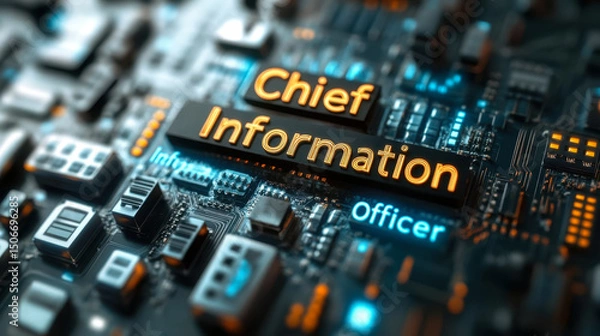 Fototapeta Chief Information Officer Role in Executive Technology and Network Security Illustration