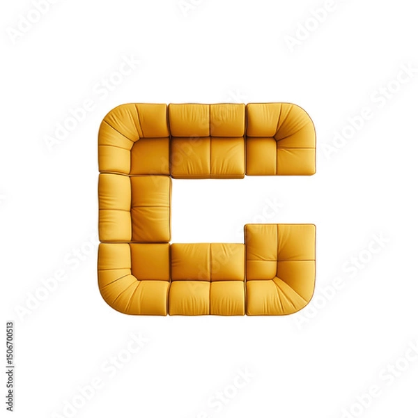 Fototapeta Modular Yellow Sofa Arranged in a "C" Shape Top-Down View