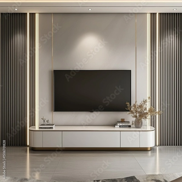 Obraz Modern living room design with TV unit