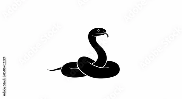 Fototapeta Elegant Black Snake Silhouette Vector Illustration of a Coiled Serpent