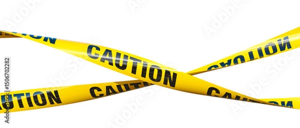 Fototapeta  3d caution tapes crossing on transparent background
