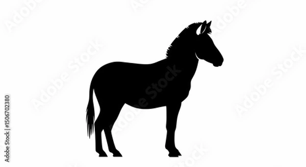 Fototapeta Striking Silhouette of a Zebra A Majestic Equine in Black and White