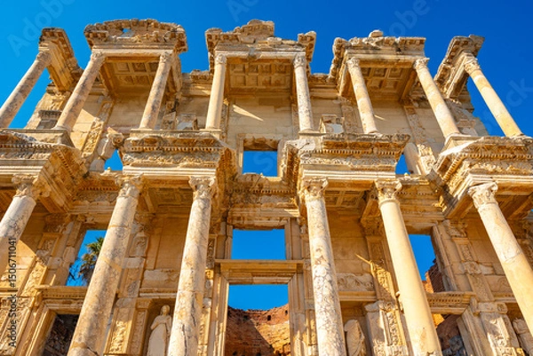Obraz Wide angle view of Library of Celsus in Ephesus.