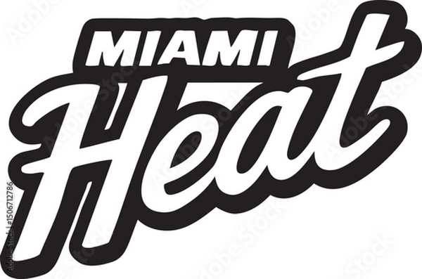 Obraz Miami Heat logo in monochrome, stylized lettering standing boldly on crisp white backdrop, representing team's dynamic identity