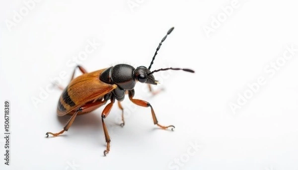 Fototapeta Close-up of a single insect on a stark white background, studio, white