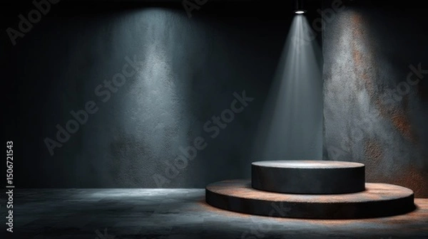 Fototapeta Premium dark podium with clean design and spotlight