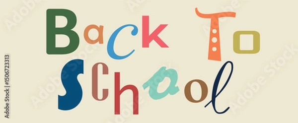 Fototapeta Colorful back to school typography design perfect for educational projects