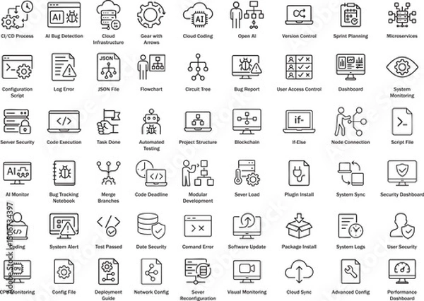 Obraz Software Development Line Icons, Vector Illustration.