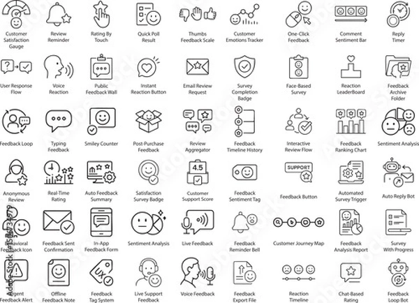 Obraz Feedback Icons Set, Thin Line Vector Illustration
