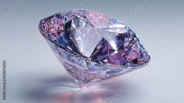 Fototapeta A multifaceted gemstone catches the light, showcasing intricate cuts and subtle shades of lilac and ice. A beautiful piece of nature's art.