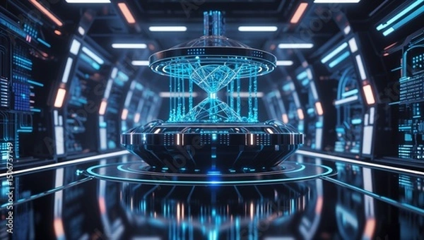 Obraz High-Tech Futuristic Sci-Fi Hall Interior