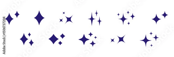 Obraz Sparkle vector icons set. Shine symbol illustration. Star sign collection.