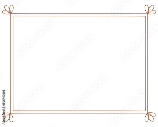 Fototapeta 縁飾りのある手描き風フレーム　茶色