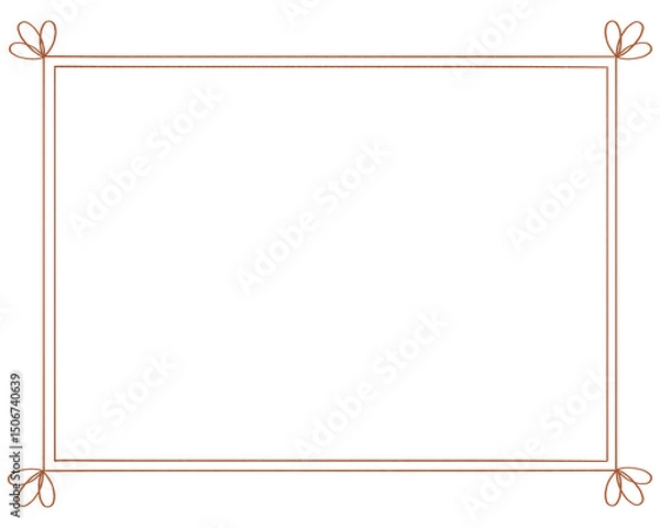 Fototapeta 縁飾りのある手描き風フレーム　茶色
